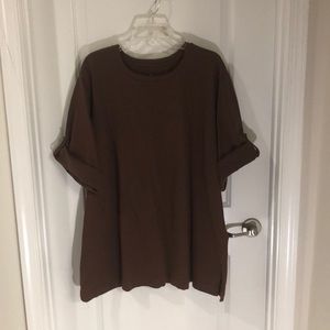Brown top with roll up sleeves